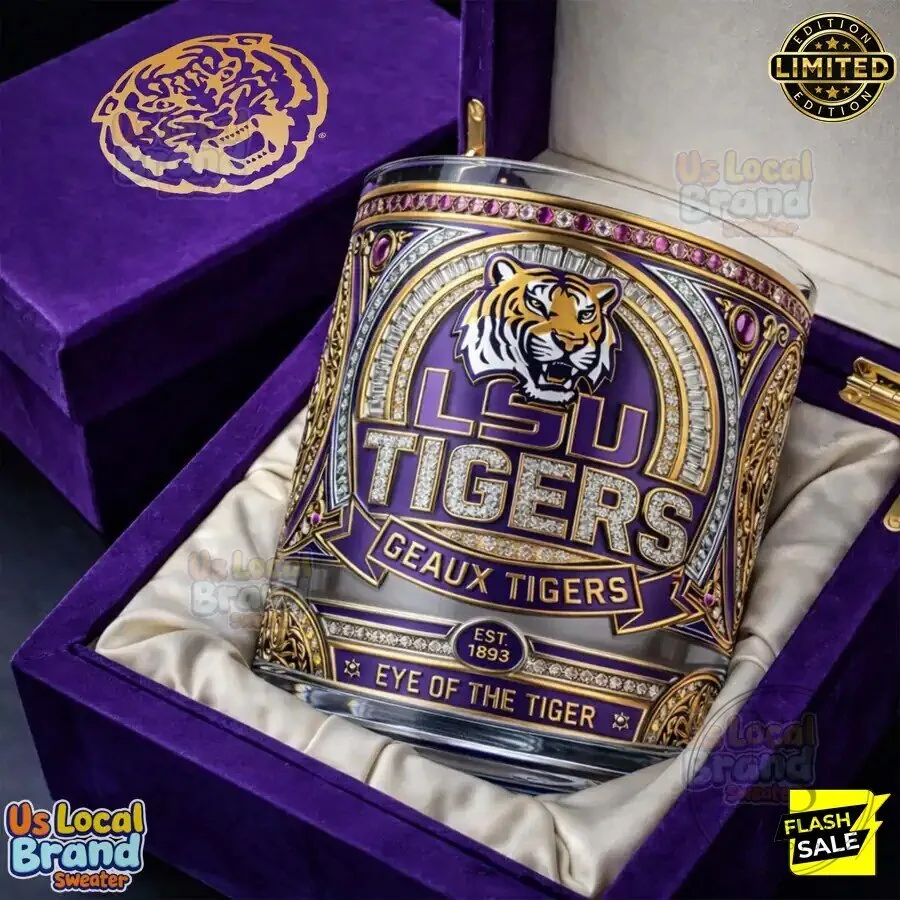 Louisiana State University Tigers Eye of the Tiger Whiskey Drinking Glass 7 Louisiana State University Tigers Eye of the Tiger Whiskey Drinking Glass