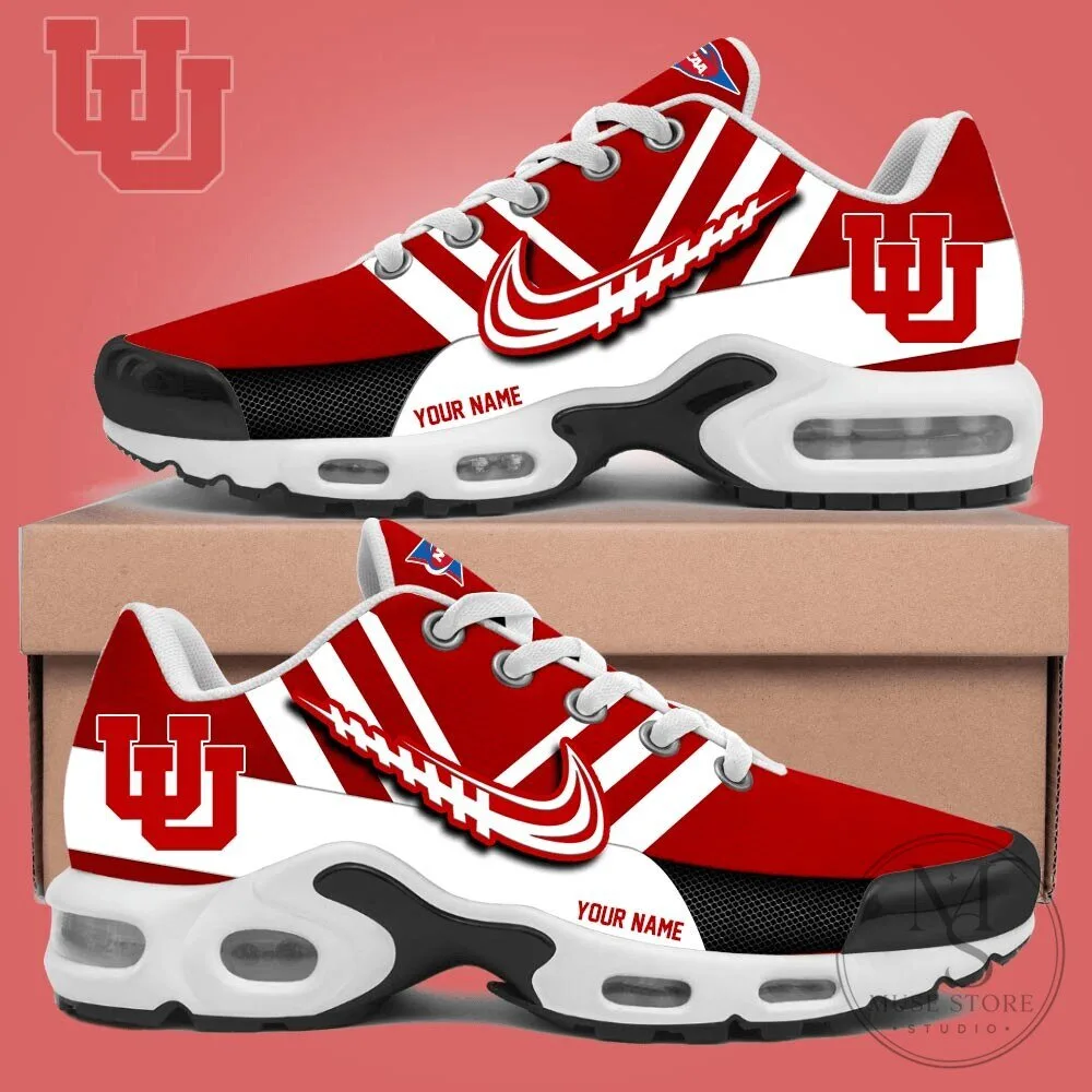 University of Utah Utes Custom Name Red and White Sneakers 1 University of Utah Utes Custom Name Red and White Sneakers