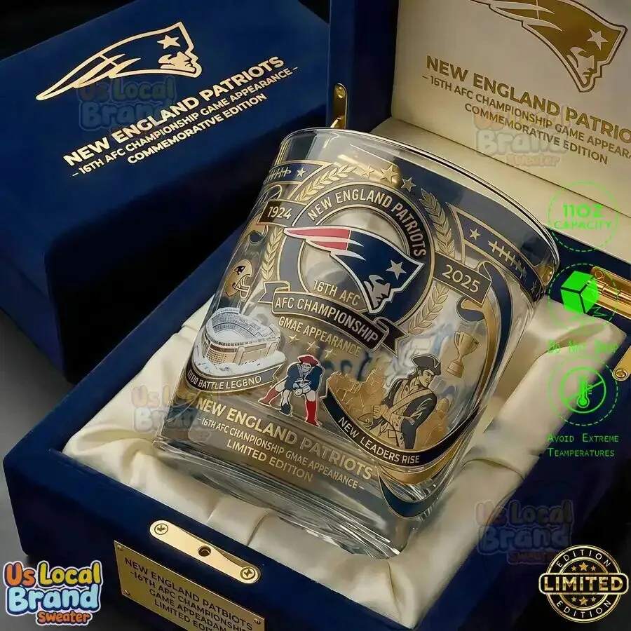 New England Patriots 16th AFC Championship Commemorative Drinking Glass 7 New England Patriots 16th AFC Championship Commemorative Drinking Glass