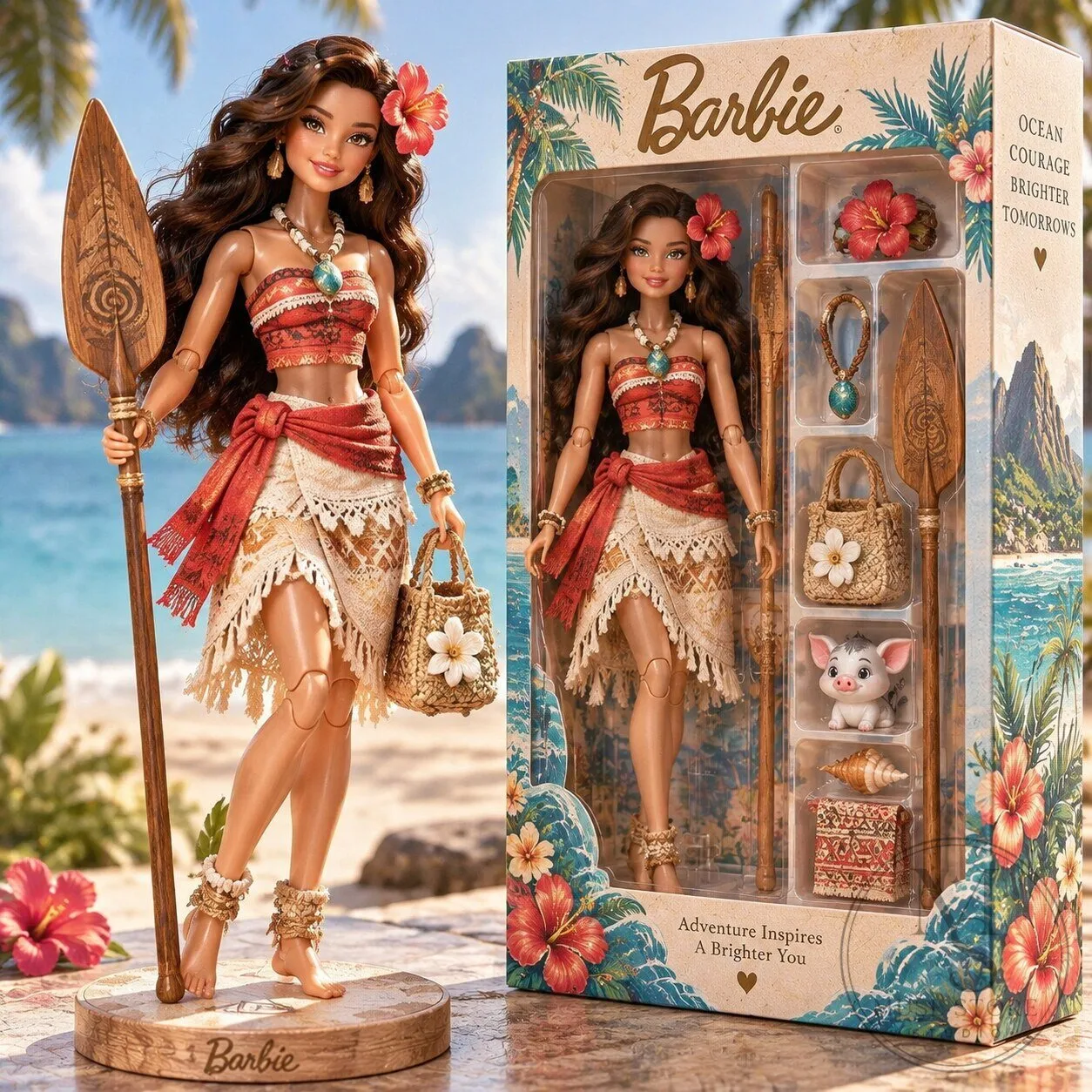 Disney Moana Barbie Signature Collector Doll with Pua and Heihei Accessories 2 Disney Moana Barbie Signature Collector Doll with Pua and Heihei Accessories