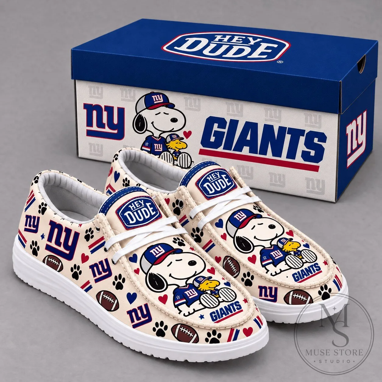 New York Giants Snoopy Hey Dude Style Shoes 2 New York Giants Snoopy Hey Dude Style Shoes