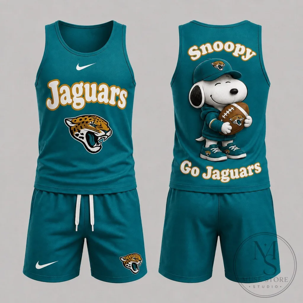 Jacksonville Jaguars Snoopy Football Game Day Unisex Tank Top and Shorts Set Jacksonville Jaguars Snoopy Football Game Day Unisex Tank Top and Shorts Set