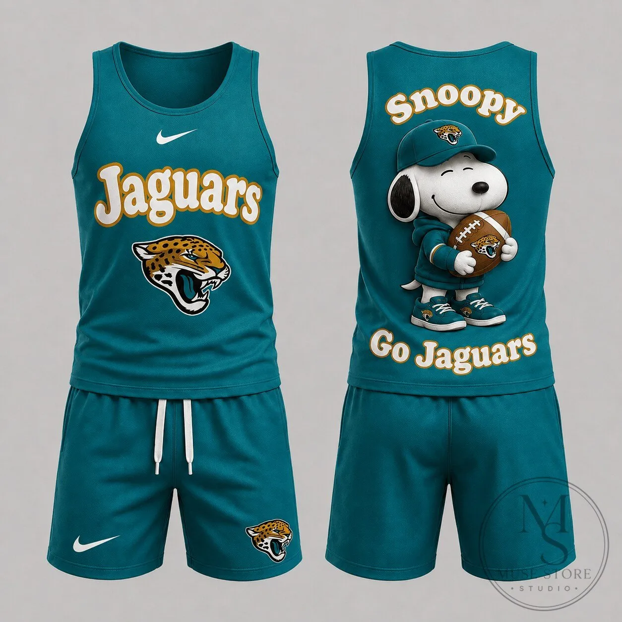 Jacksonville Jaguars Snoopy Football Game Day Unisex Tank Top and Shorts Set