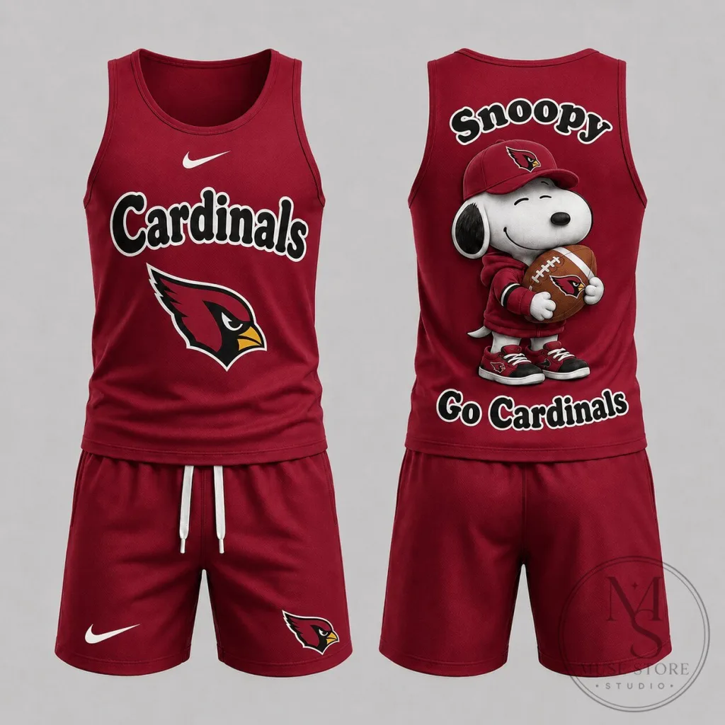 Arizona Cardinals Snoopy Football Game Day Tank Top and Shorts Set Arizona Cardinals Snoopy Football Game Day Tank Top and Shorts Set
