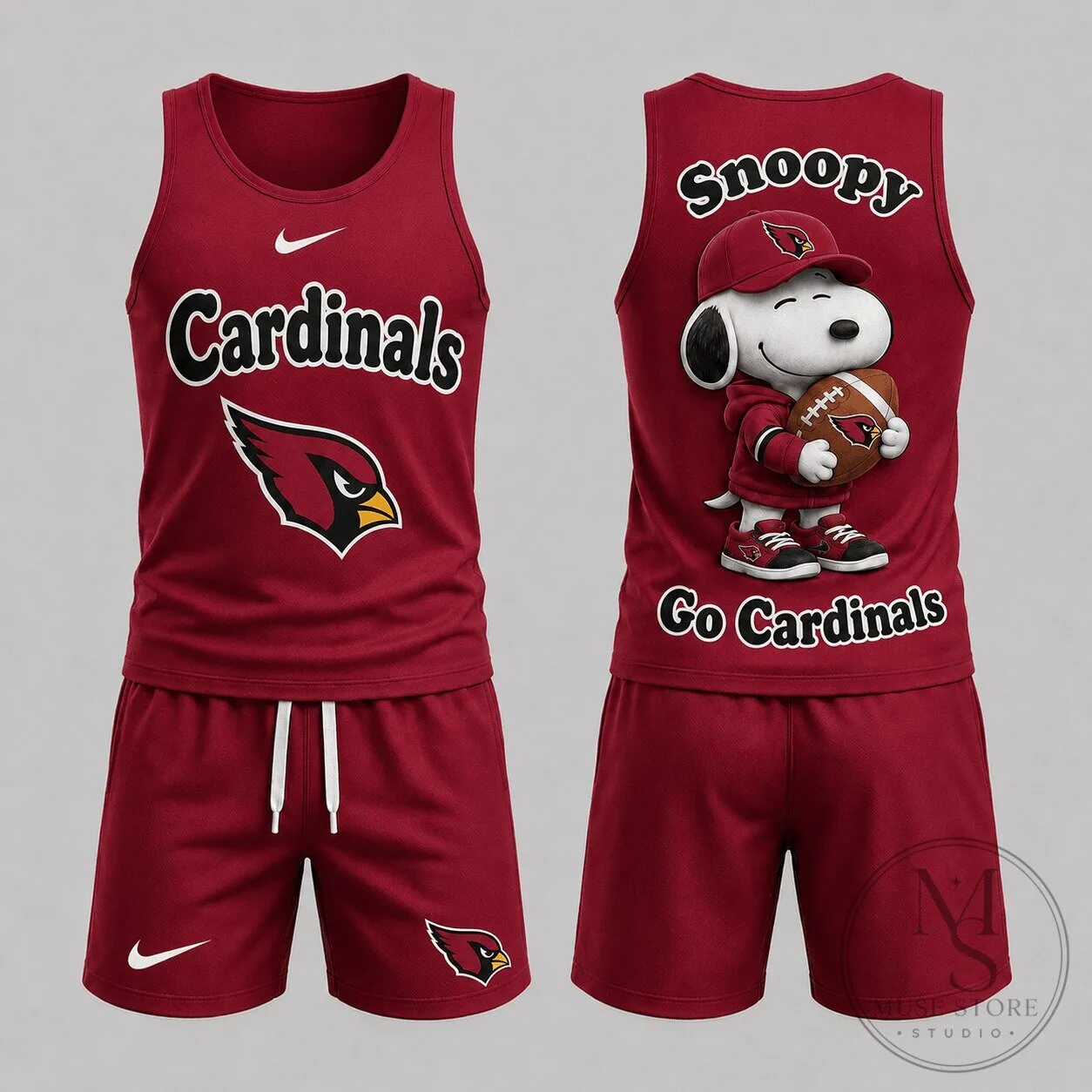 Arizona Cardinals Snoopy Football Game Day Tank Top and Shorts Set