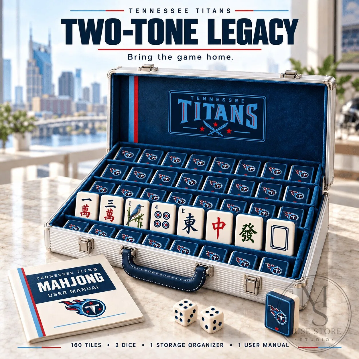 Tennessee Titans Mahjong Game Set with Storage Case and User Manual