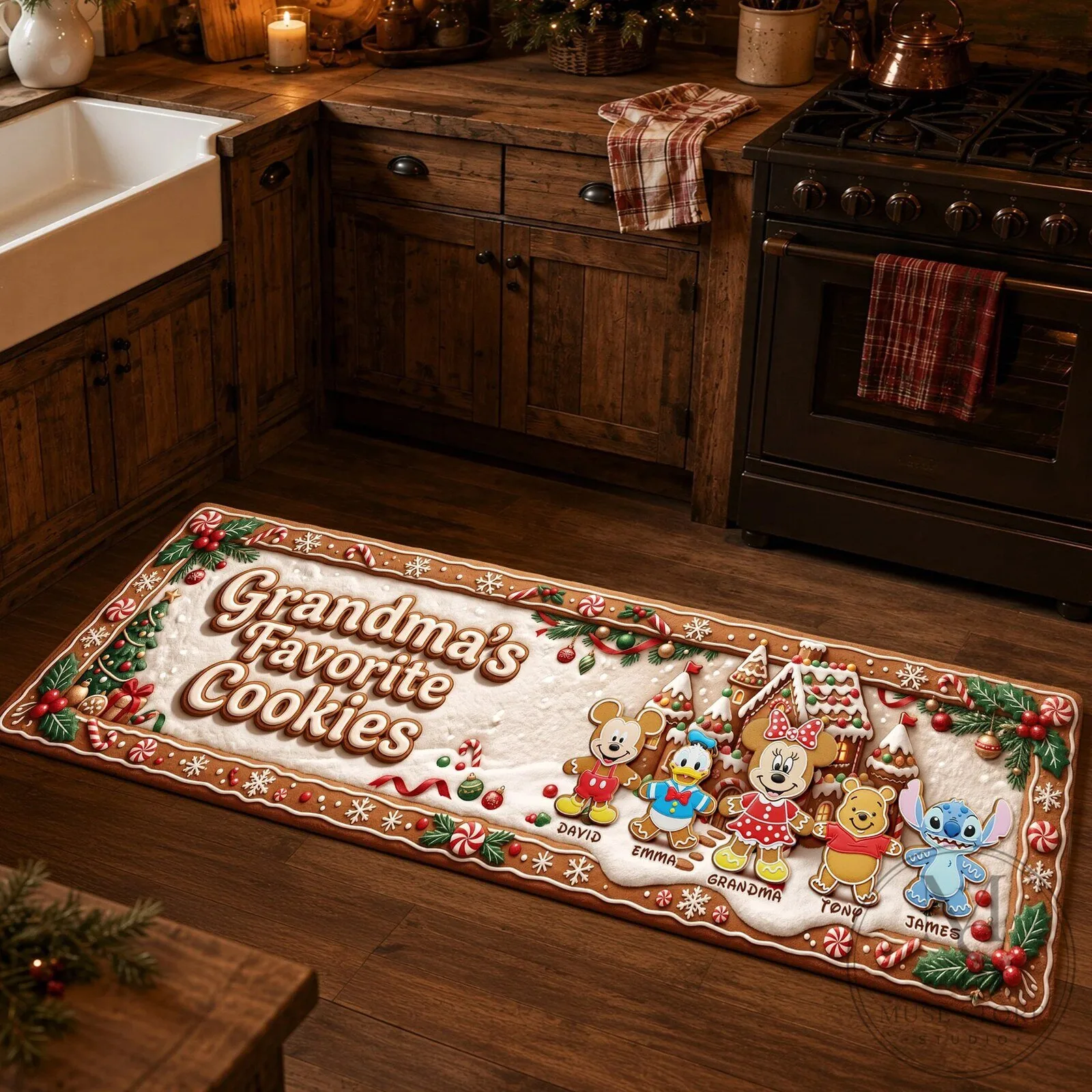 Grandma's Favorite Cookies Disney Characters Gingerbread Christmas Kitchen Rug 9 Grandma