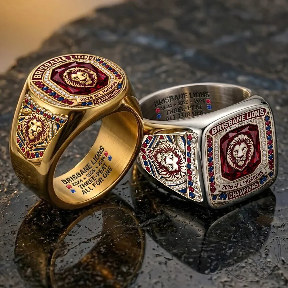Brisbane Lions 2026 AFL Premiers Three-Peat Champions Engraved Ring