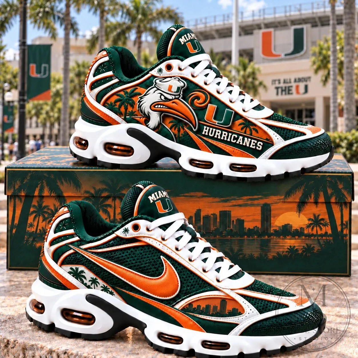 Miami Hurricanes Team Logo Sport Sneakers