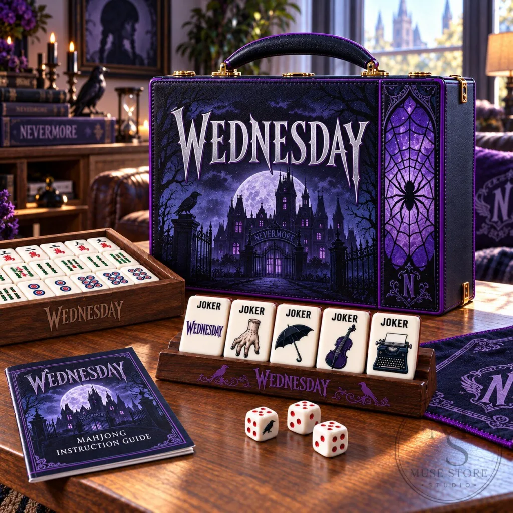 Wednesday Addams Nevermore Mahjong Game Set with Instruction Guide Wednesday Addams Nevermore Mahjong Game Set with Instruction Guide