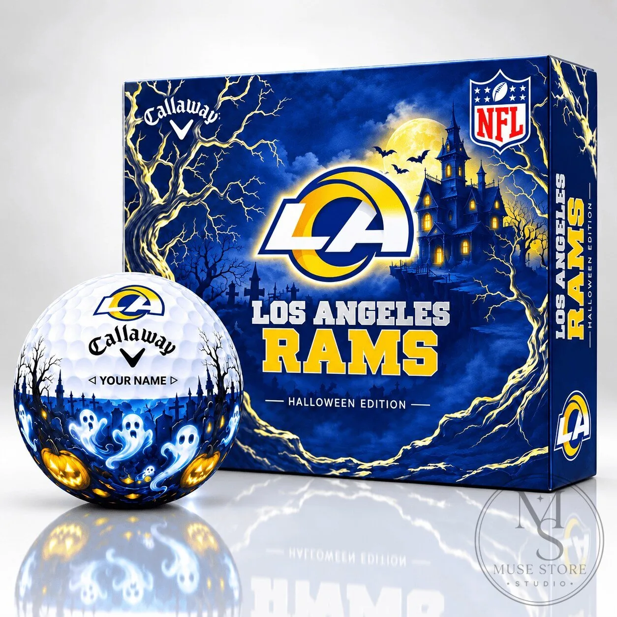 Los Angeles Rams Halloween Edition Golf Ball Set with Personalized Name