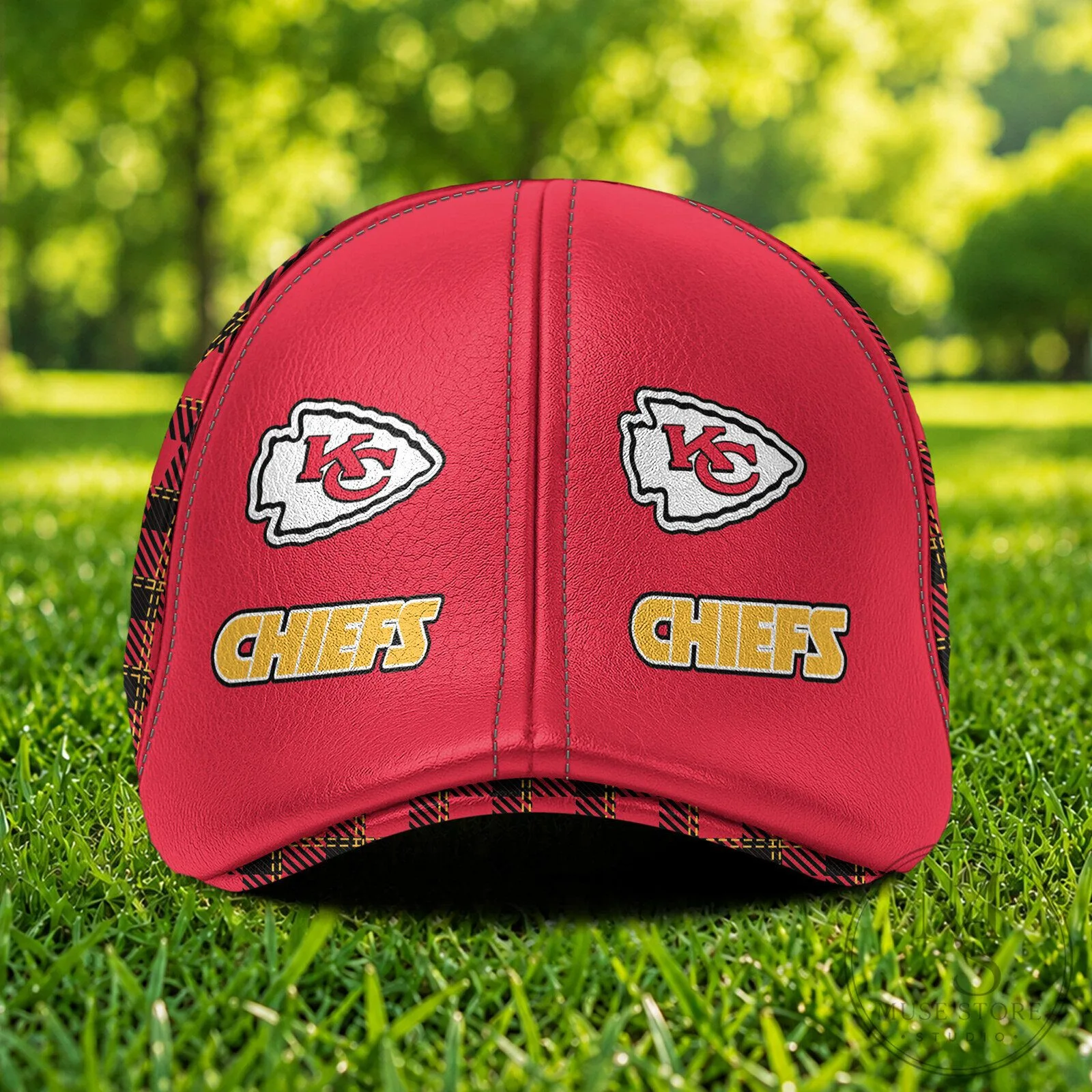 Kansas City Chiefs Custom Name Plaid and Leather Golf Cap Hat 10 Kansas City Chiefs Custom Name Plaid and Leather Golf Cap Hat