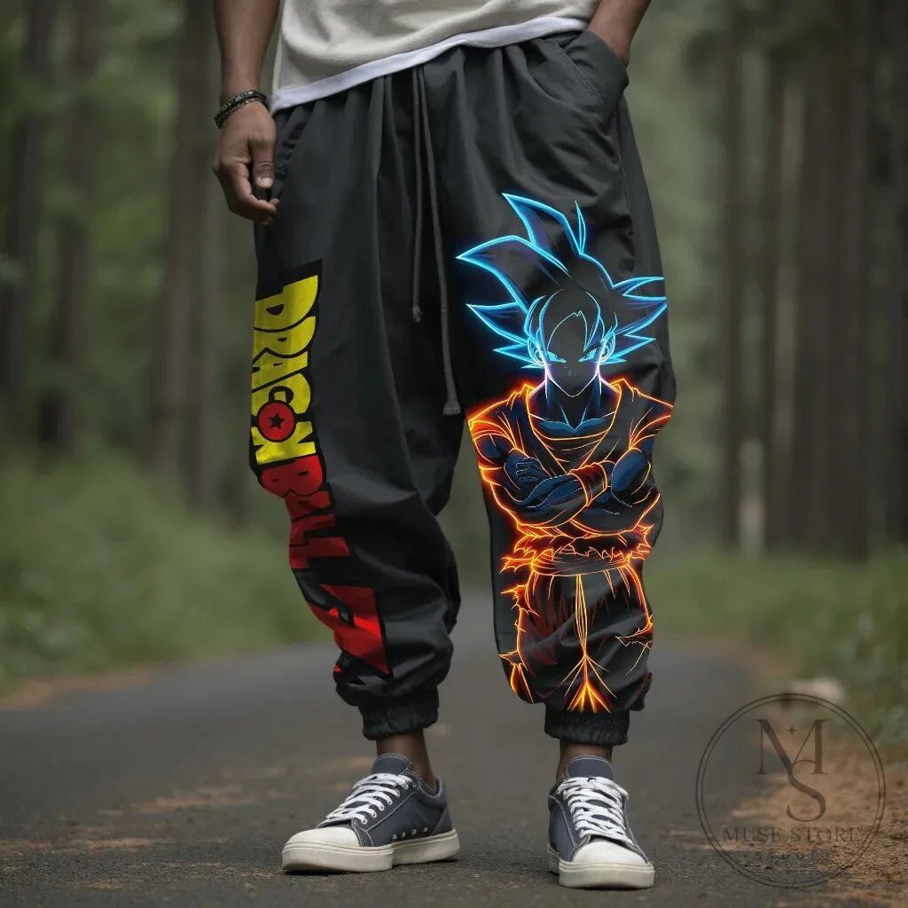 Dragon Ball Z Goku Super Saiyan Neon Graphic Print Jogger Pants