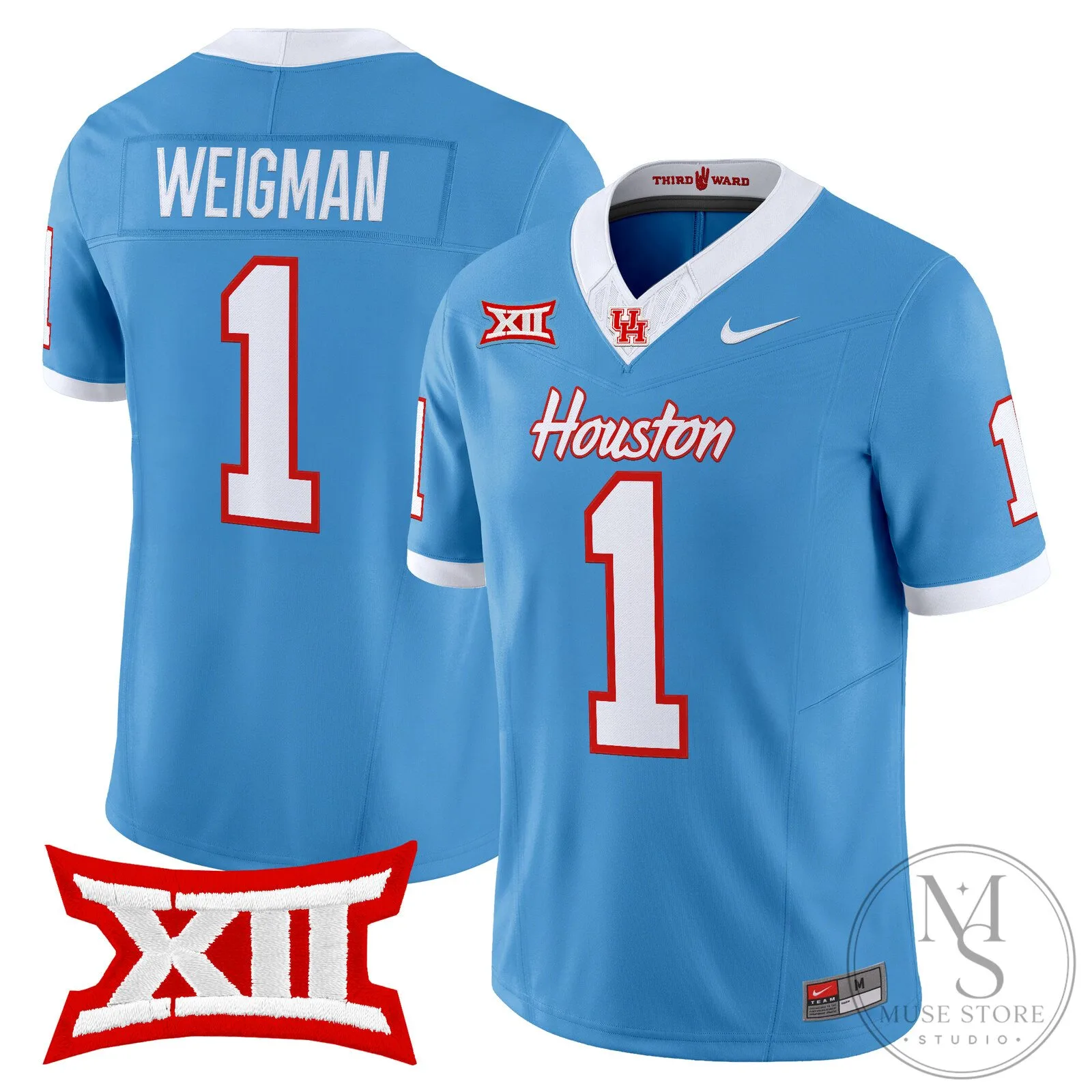 Houston Cougars Football Team Light Blue College Sports Fan Jersey