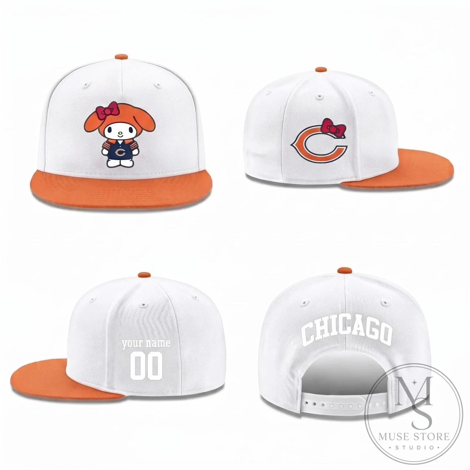 Chicago Bears My Melody Personalized Flat Bill Snapback Cap Hat 13 Chicago Bears My Melody Personalized Flat Bill Snapback Cap Hat