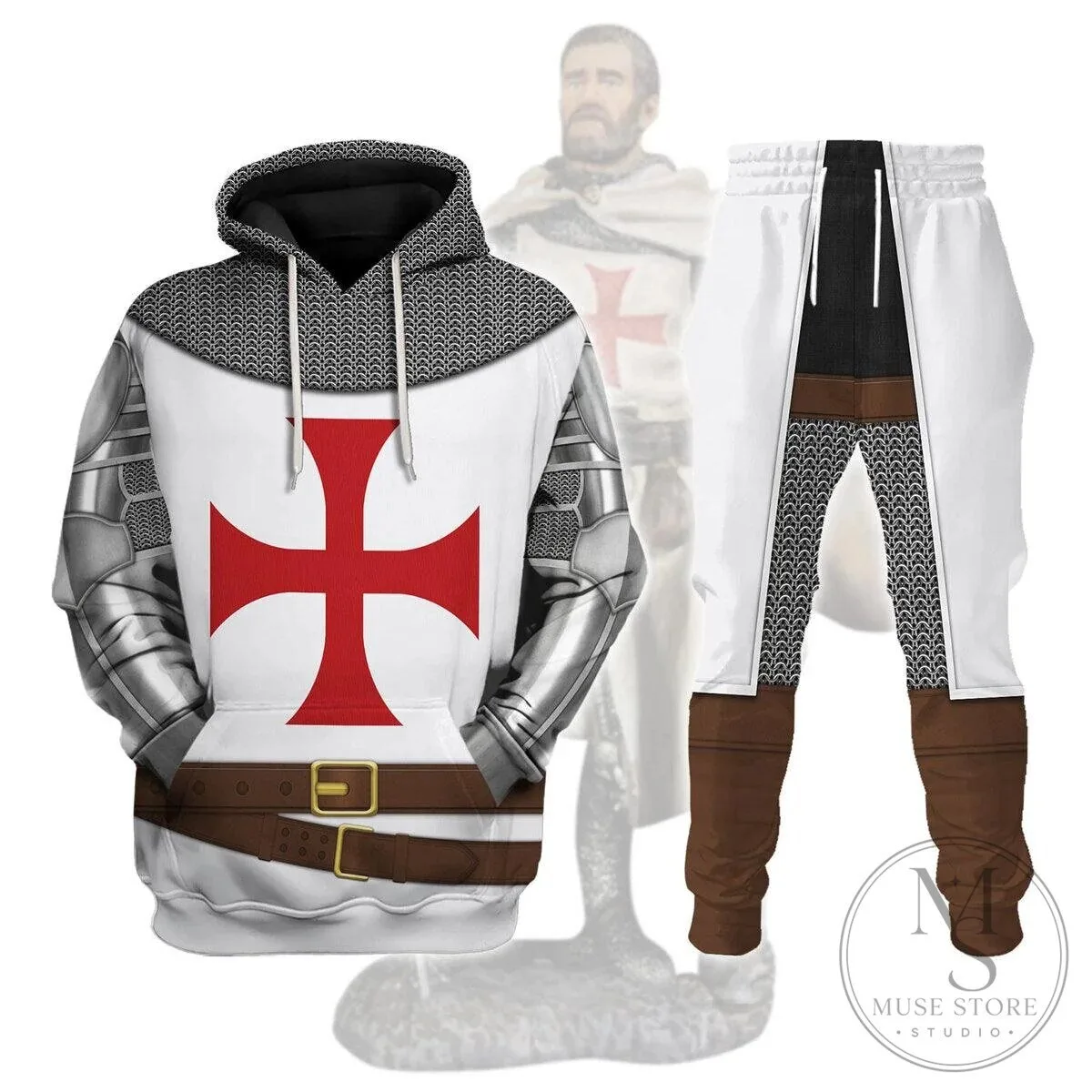 Richard The Lionheart Knight Templar Crusader Costume Hoodie Sweatshirt