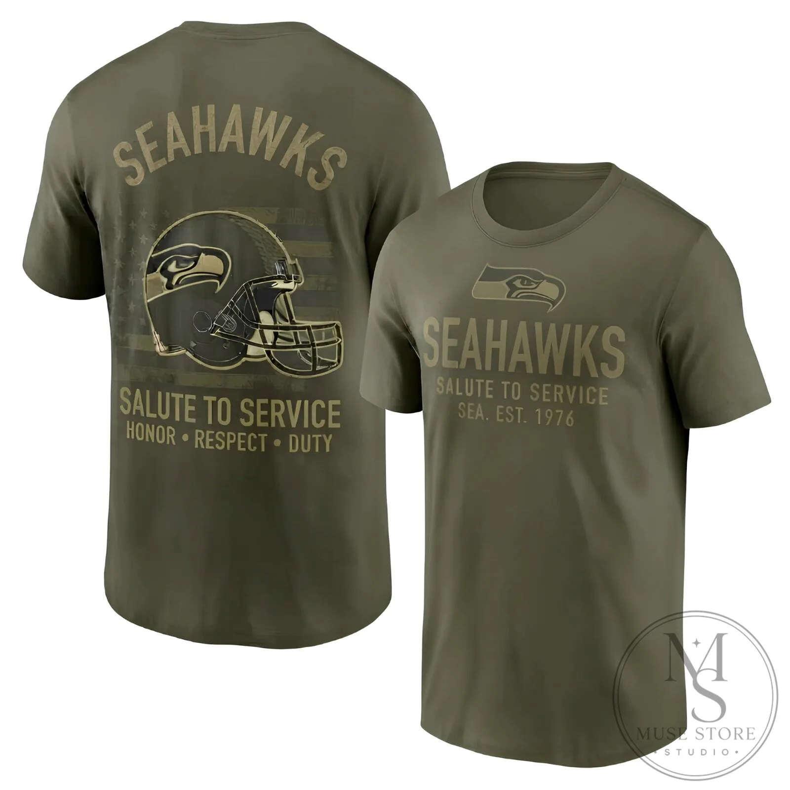 Military Appreciation T-Shirt for Seattle Seahawks Salute to Service
