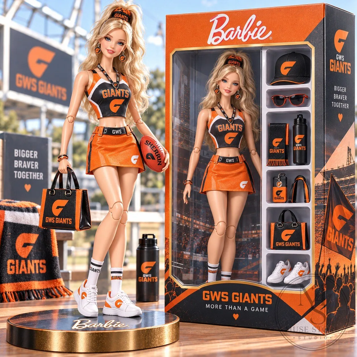 Barbie GWS Giants AFL Cheerleader Doll Collectible Figure 1 Barbie GWS Giants AFL Cheerleader Doll Collectible Figure