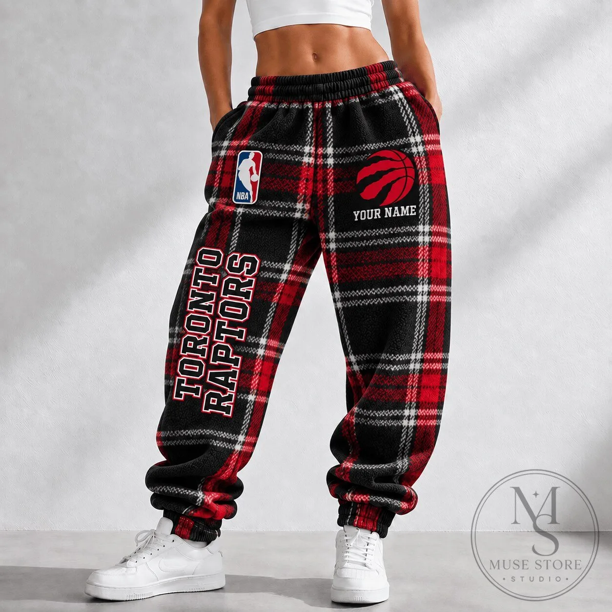 Toronto Raptors NBA Plaid Custom Name Jogger Pants