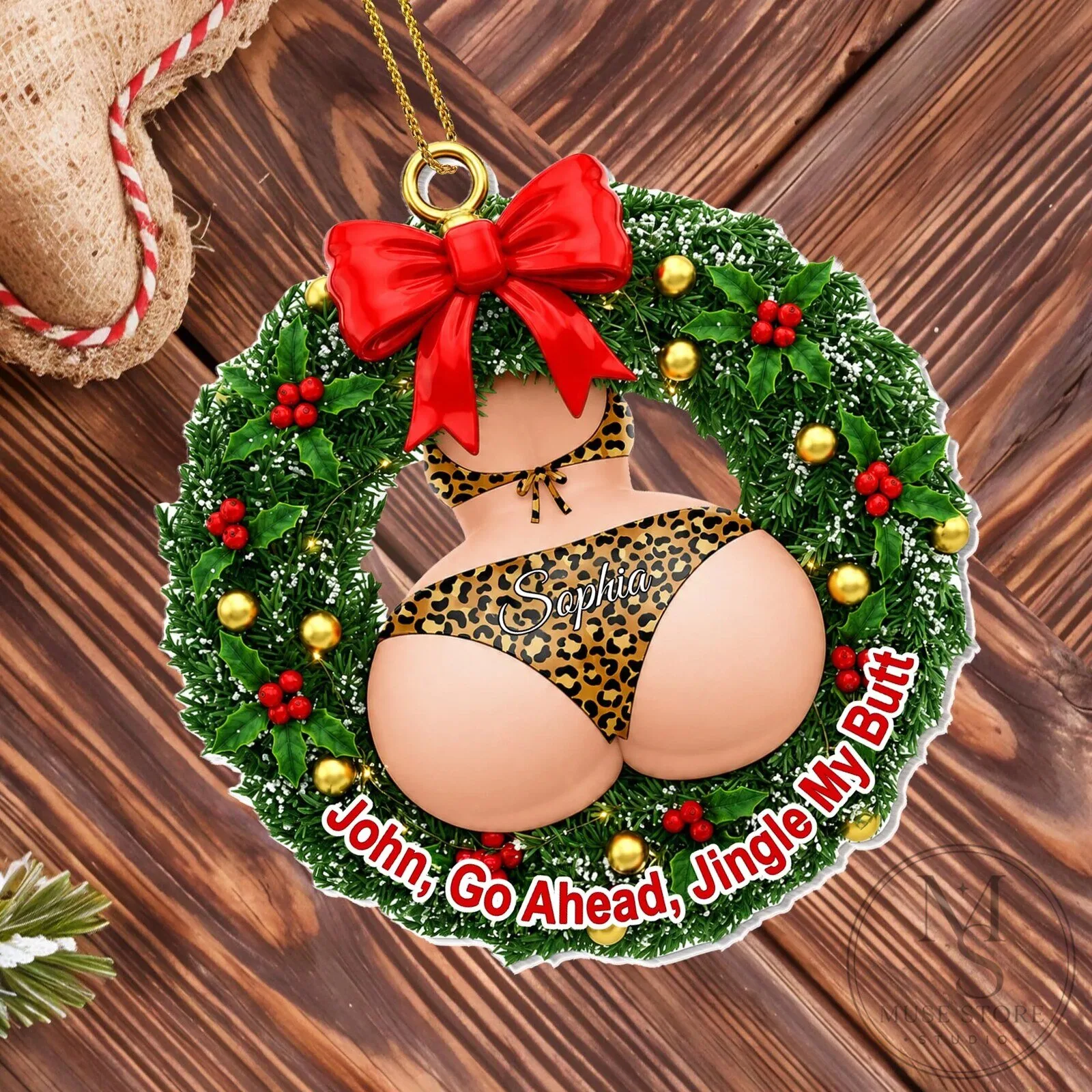 Funny Christmas Go Ahead Jingle My Butt Personalized Holiday Ornament 1 Funny Christmas Go Ahead Jingle My Butt Personalized Holiday Ornament