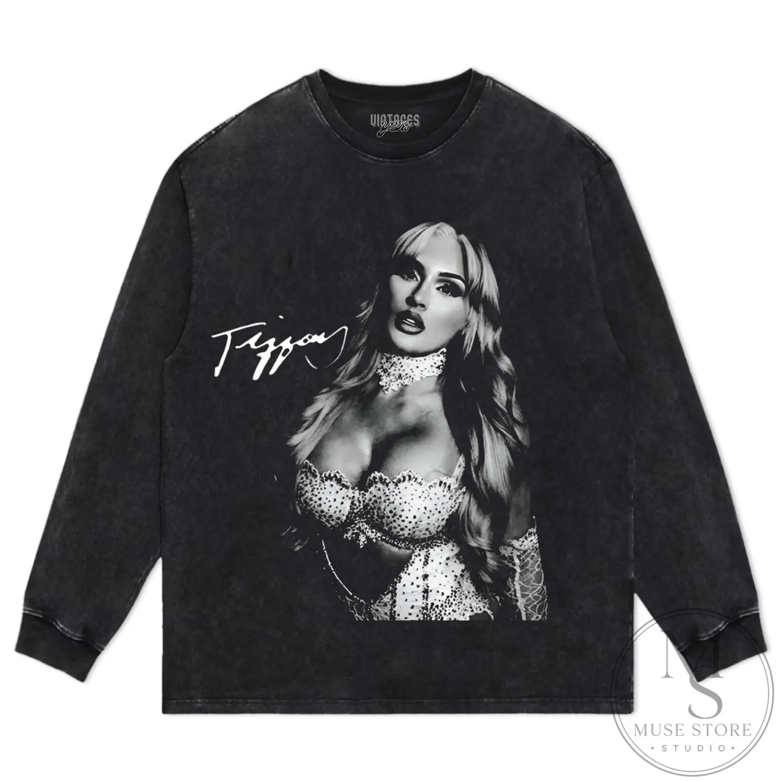 Graphic T-Shirt Featuring Tiffany Stratton in Black and White Portrait Design 17 Graphic T-Shirt Featuring Tiffany Stratton in Black and White Portrait Design