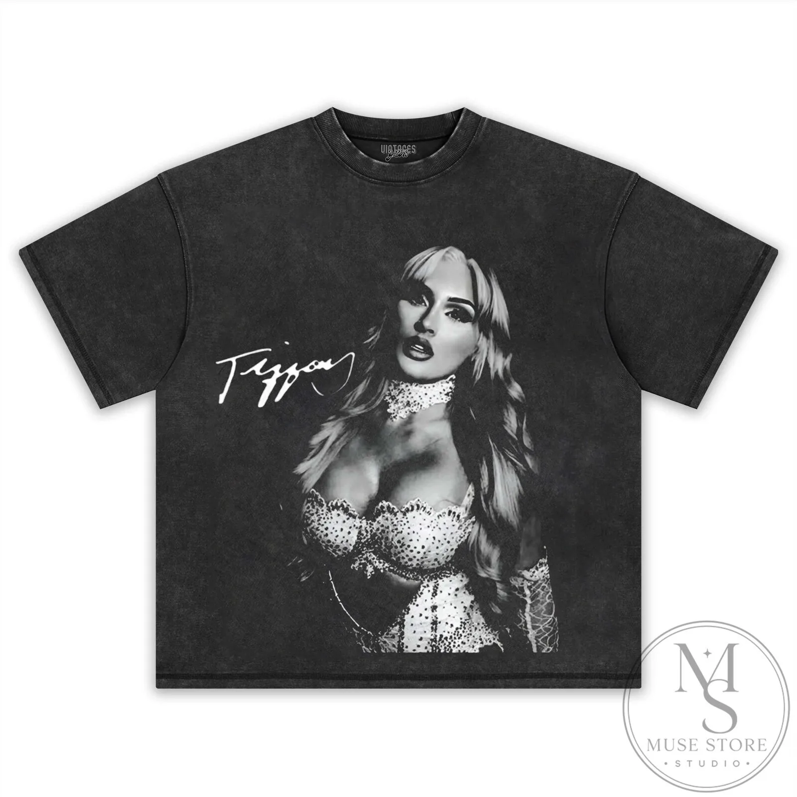 Graphic T-Shirt Featuring Tiffany Stratton in Black and White Portrait Design 20 Graphic T-Shirt Featuring Tiffany Stratton in Black and White Portrait Design