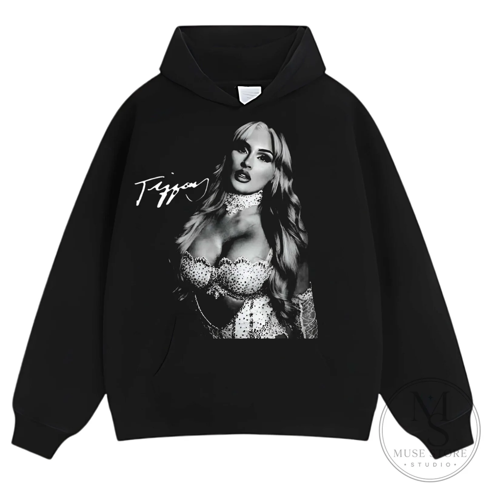 Graphic T-Shirt Featuring Tiffany Stratton in Black and White Portrait Design 23 Graphic T-Shirt Featuring Tiffany Stratton in Black and White Portrait Design