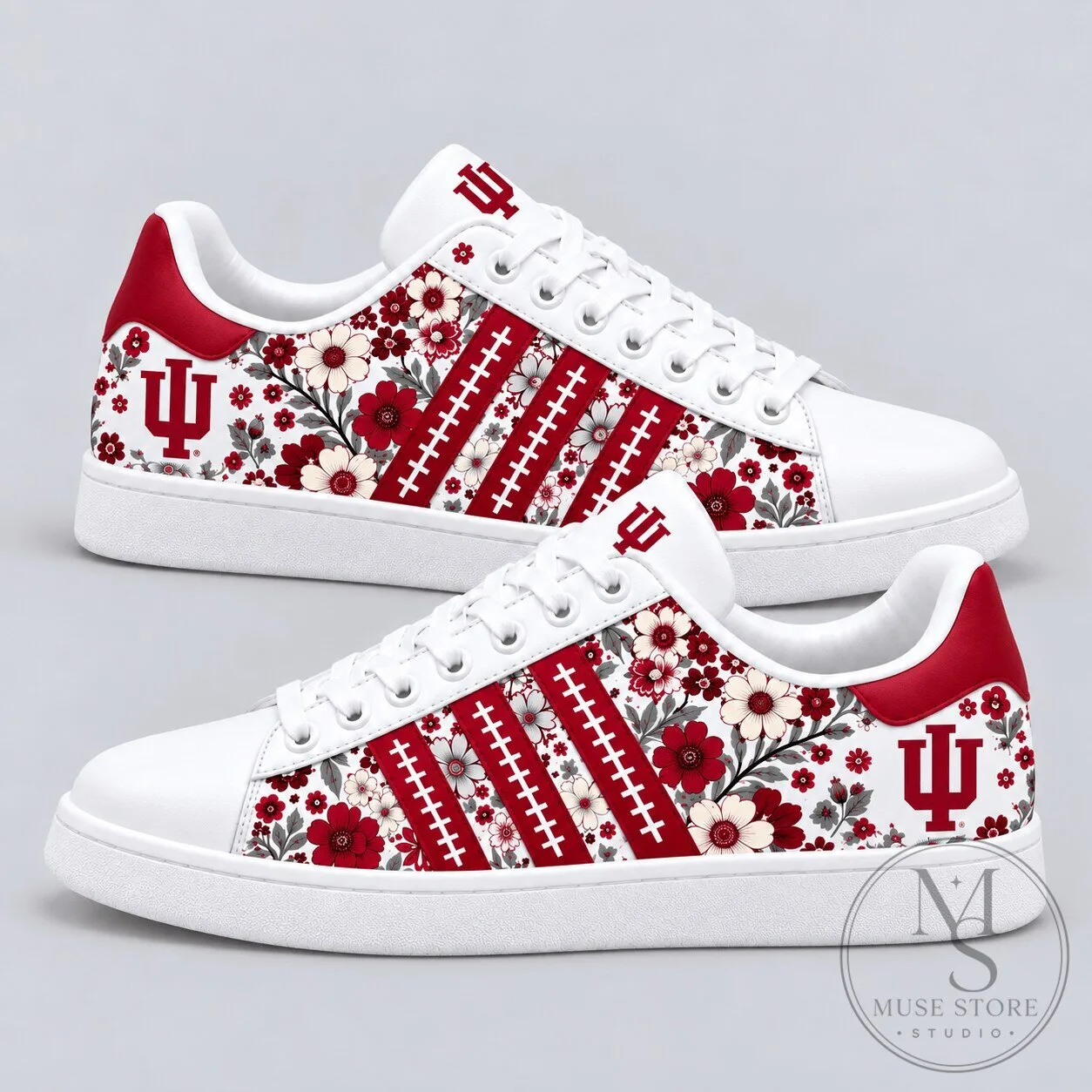 Indiana Hoosiers Floral Pattern Team Spirit Sneakers Shoes