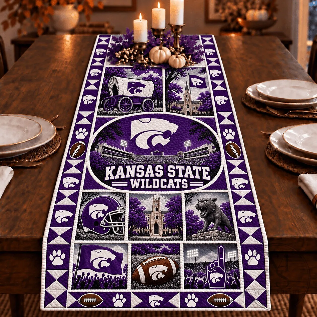 Kansas State Wildcats NCAA Collegiate Heritage Table Runner for Dining Decor 1 Kansas State Wildcats NCAA Collegiate Heritage Table Runner for Dining Decor