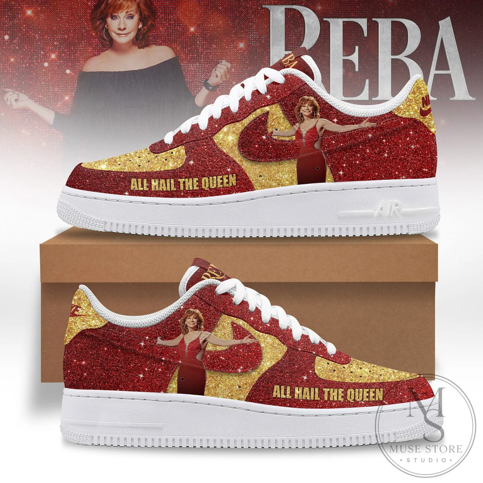 Reba McEntire All Hail The Queen Red Glitter Women's Shoes 2 Reba McEntire All Hail The Queen Red Glitter Women's Shoes