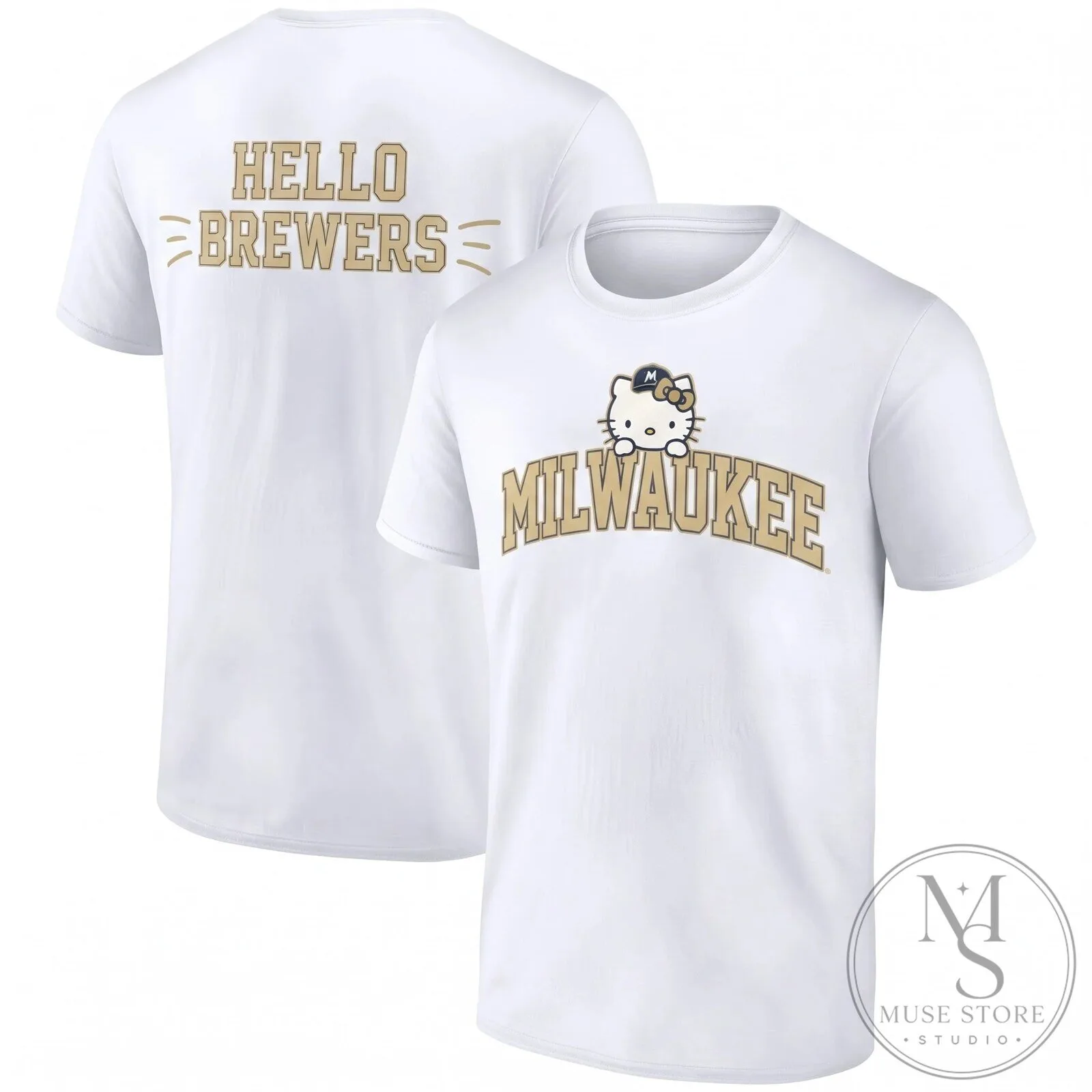 Milwaukee Brewers Hello Kitty Baseball Team Black T-Shirt 11 Milwaukee Brewers Hello Kitty Baseball Team Black T-Shirt