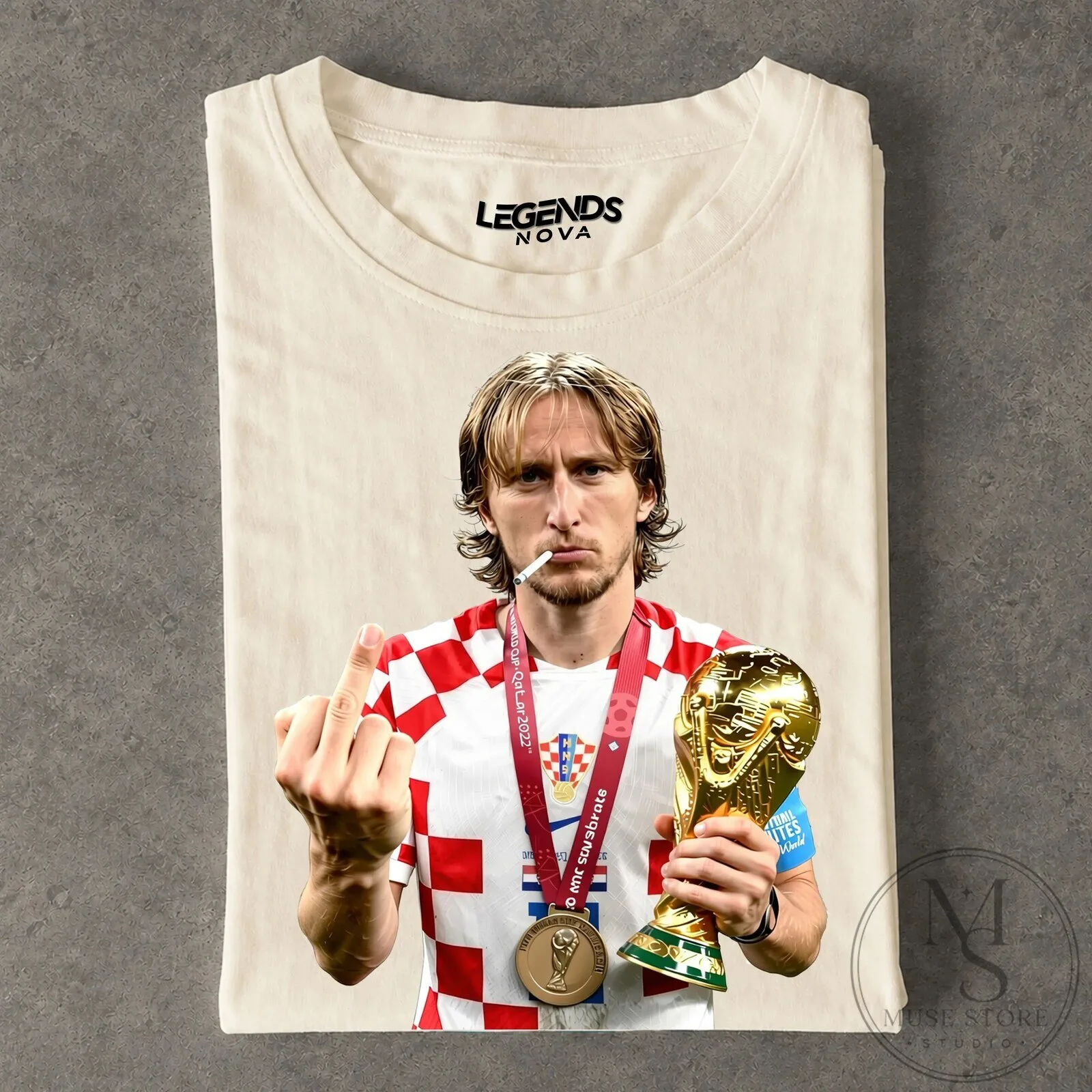 Croatia Luka Modrić Middle Finger World Cup Champion T-Shirt