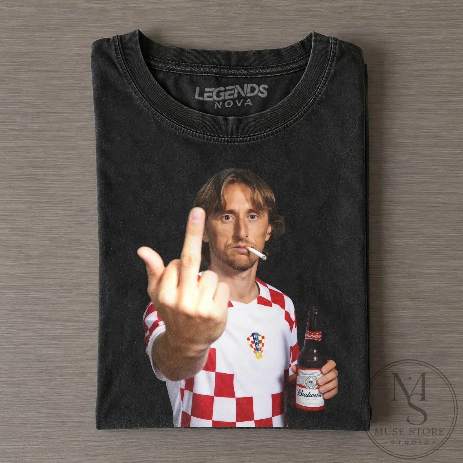 Croatia Luka Modrić Middle Finger Funny Football T-Shirt