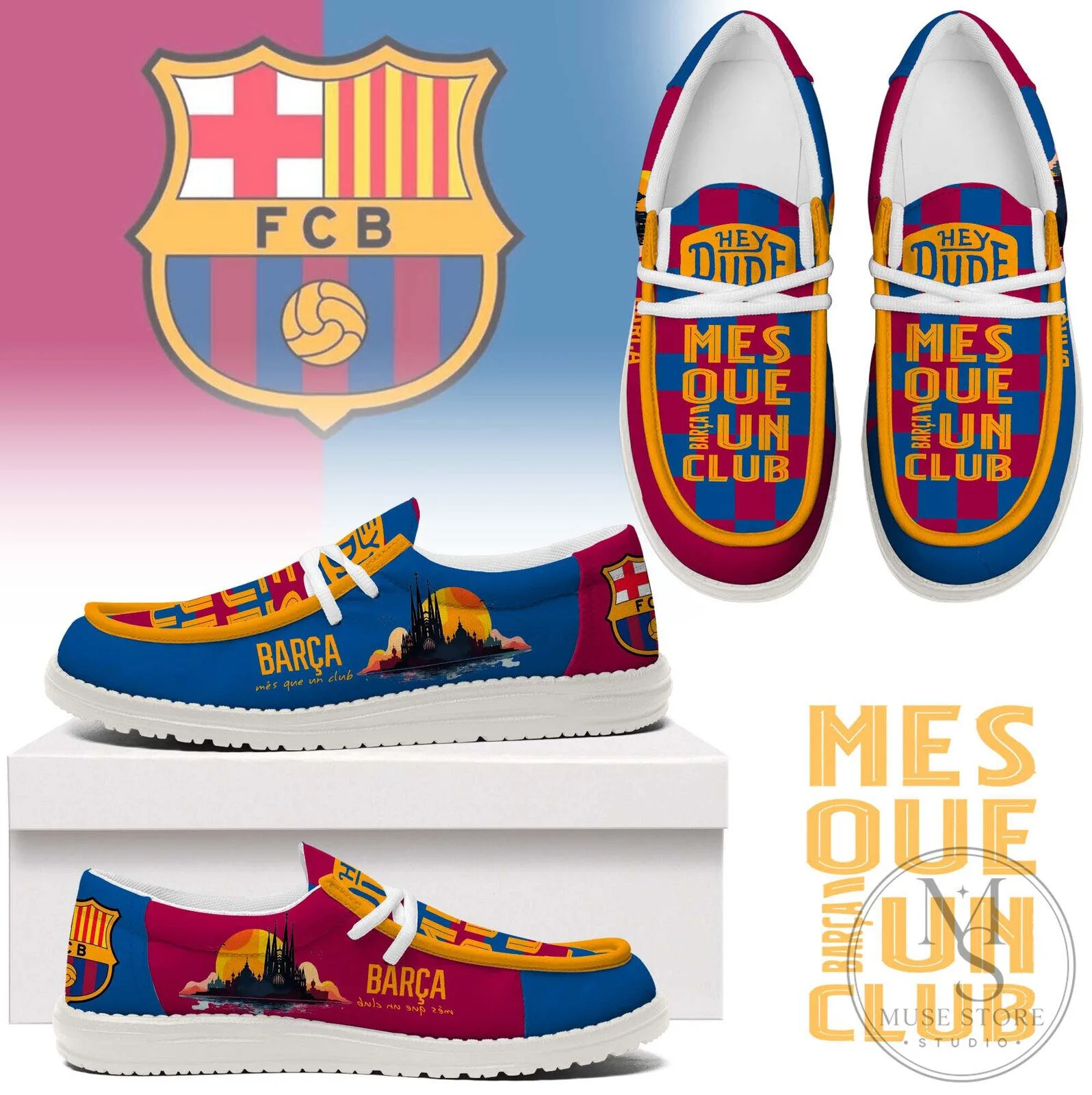Barcelona Football Club Hey Dude Style Shoes 2 Barcelona Football Club Hey Dude Style Shoes