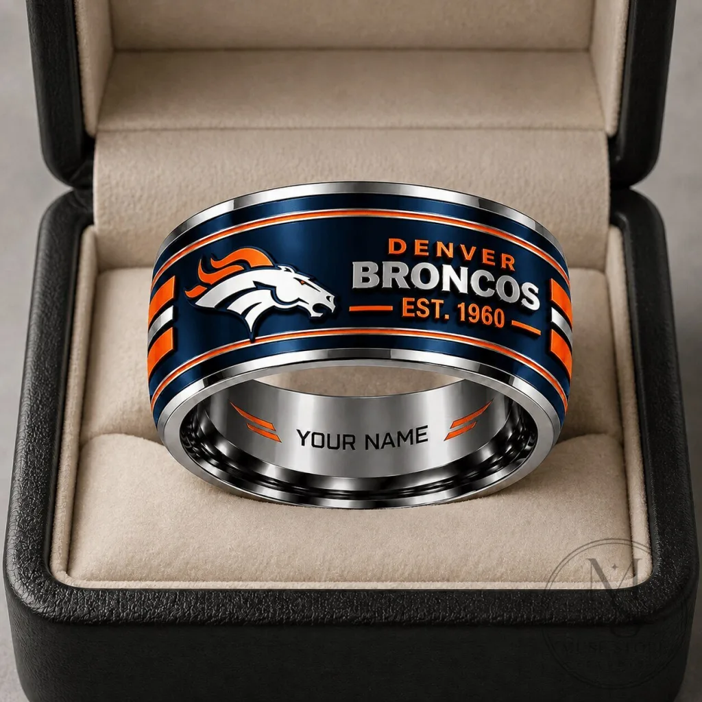 Denver Broncos Personalized Tungsten Steel Ring Denver Broncos Personalized Tungsten Steel Ring