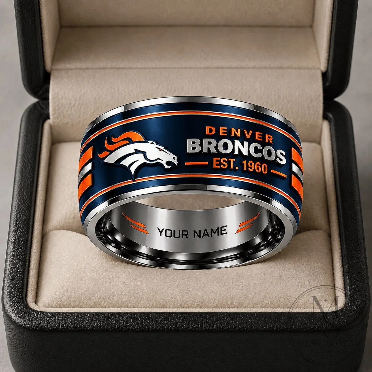 Denver Broncos Personalized Tungsten Steel Ring
