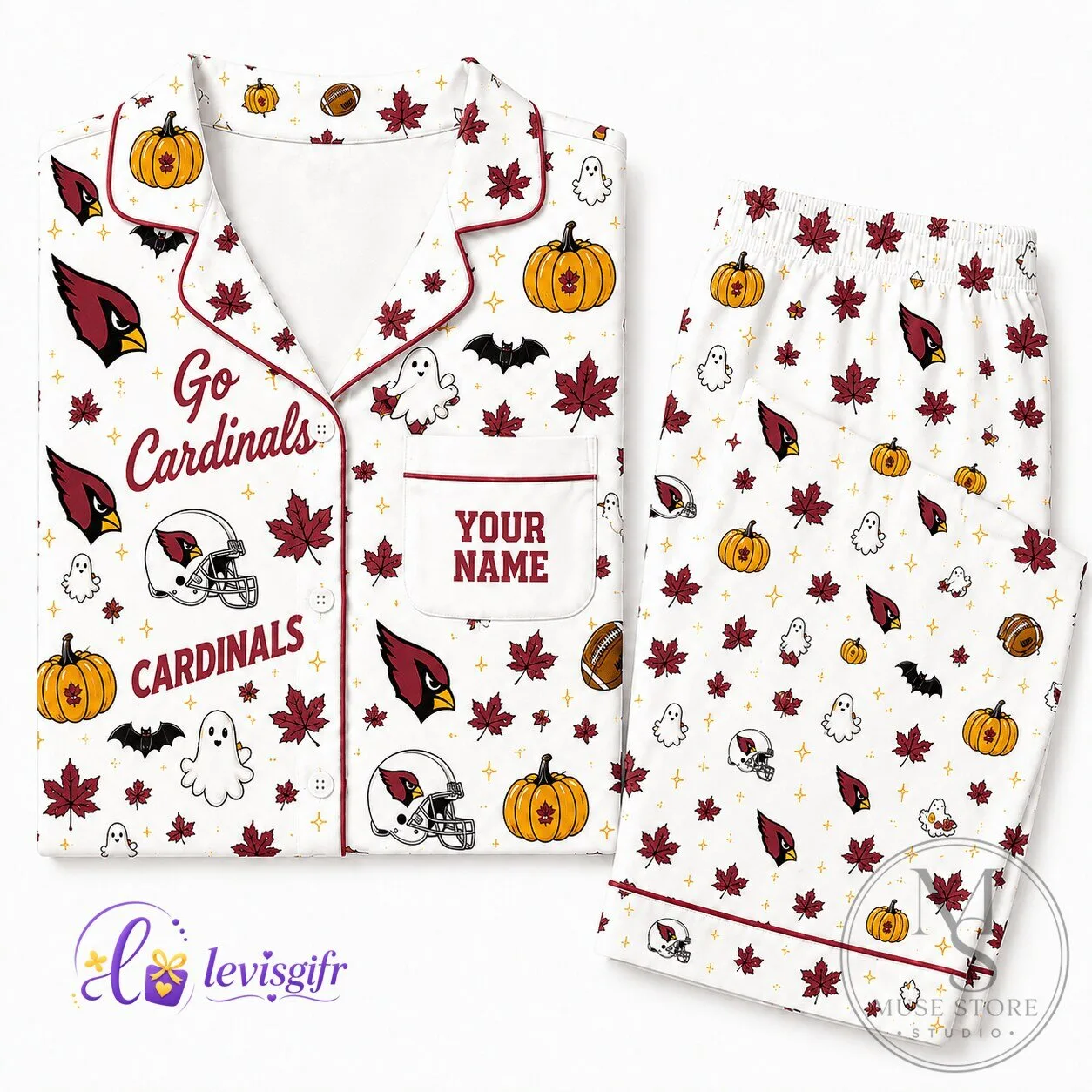 Arizona Cardinals Halloween Pajamas Set Personalized Football Fan Gift
