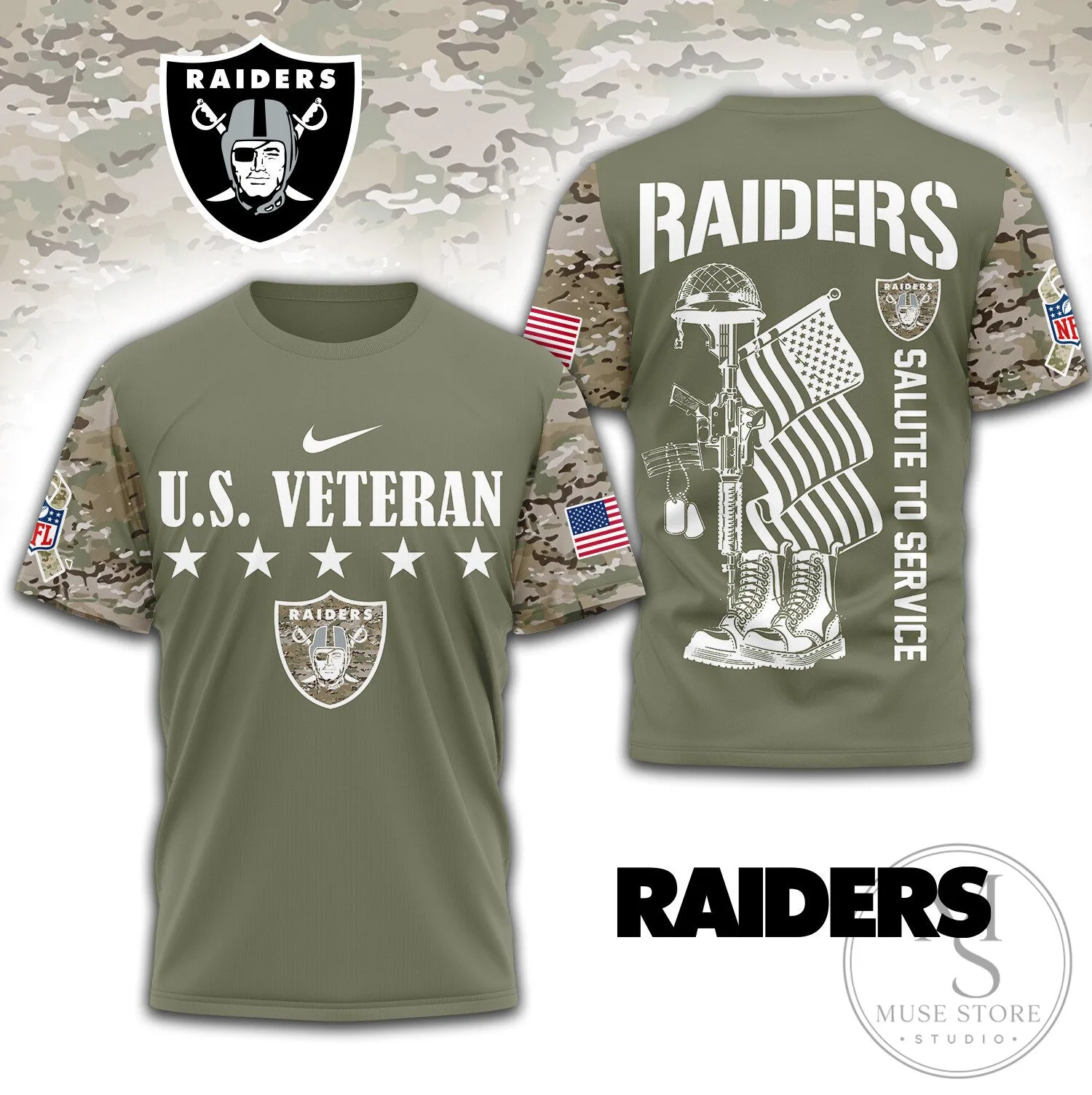 Las Vegas Raiders NFL Salute To Service United States Veteran T-Shirt