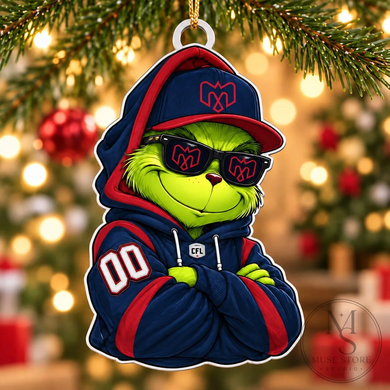 Montreal Alouettes Grinch Christmas Tree Ornament
