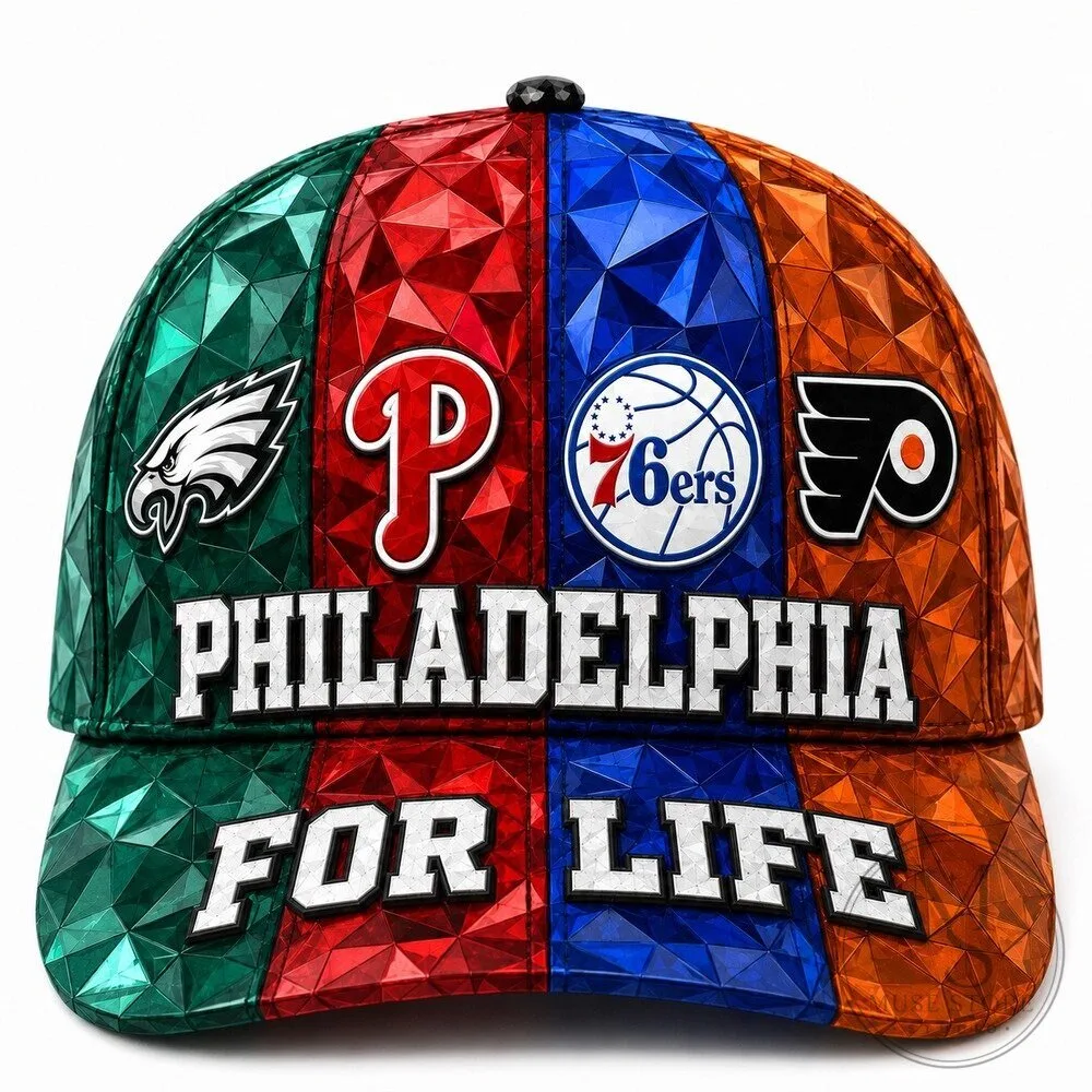 Philadelphia Sports Teams For Life Crystal Facet Classic Baseball Cap Hat