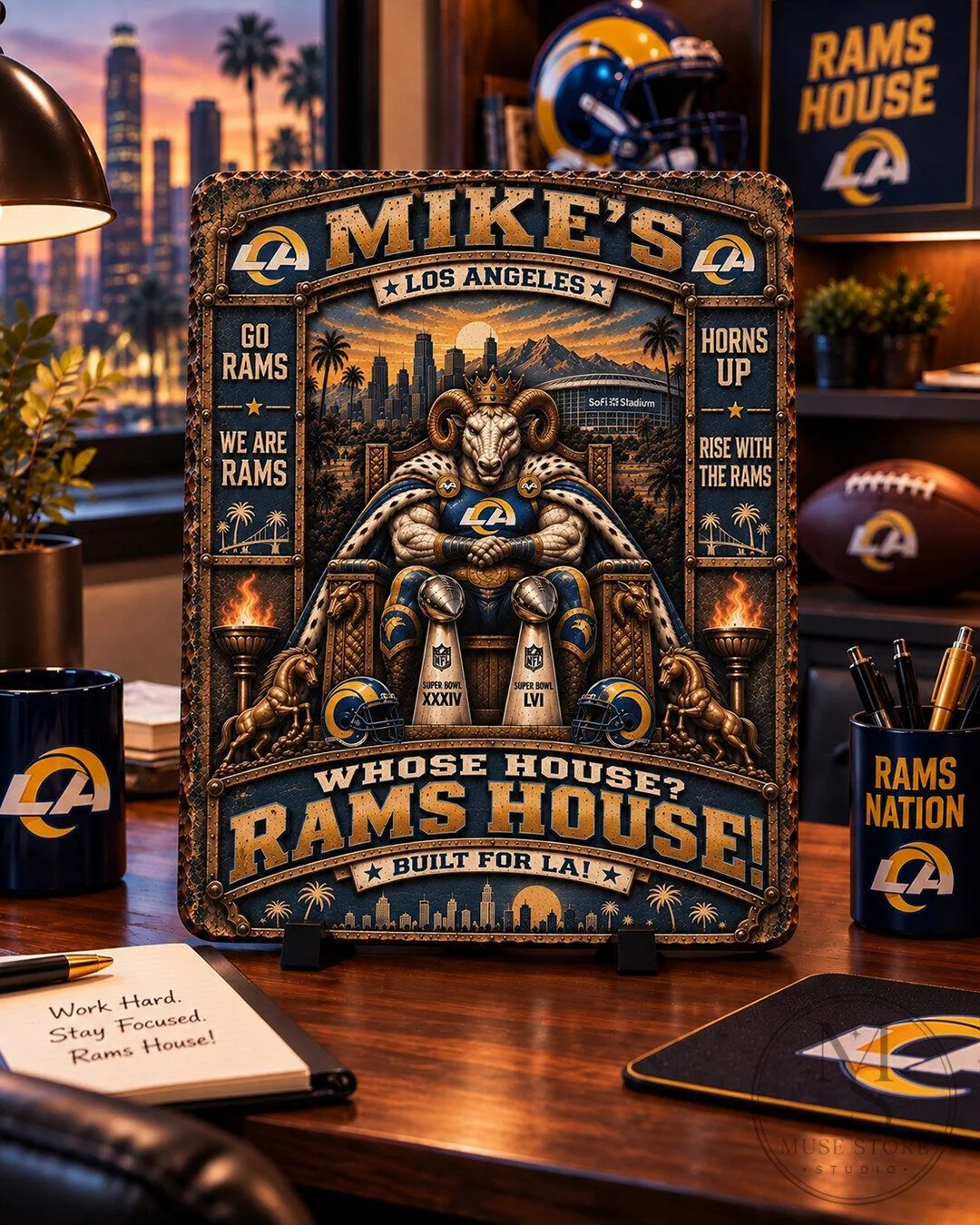 Los Angeles Rams Football Team Mike's Man Cave Wall Art Decor Plaque 7 Los Angeles Rams Football Team Mike