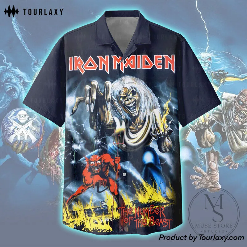 Hawaiian Shirt featuring Iron Maiden's The Number Of The Beast Album Artwork 8 Hawaiian Shirt featuring Iron Maiden