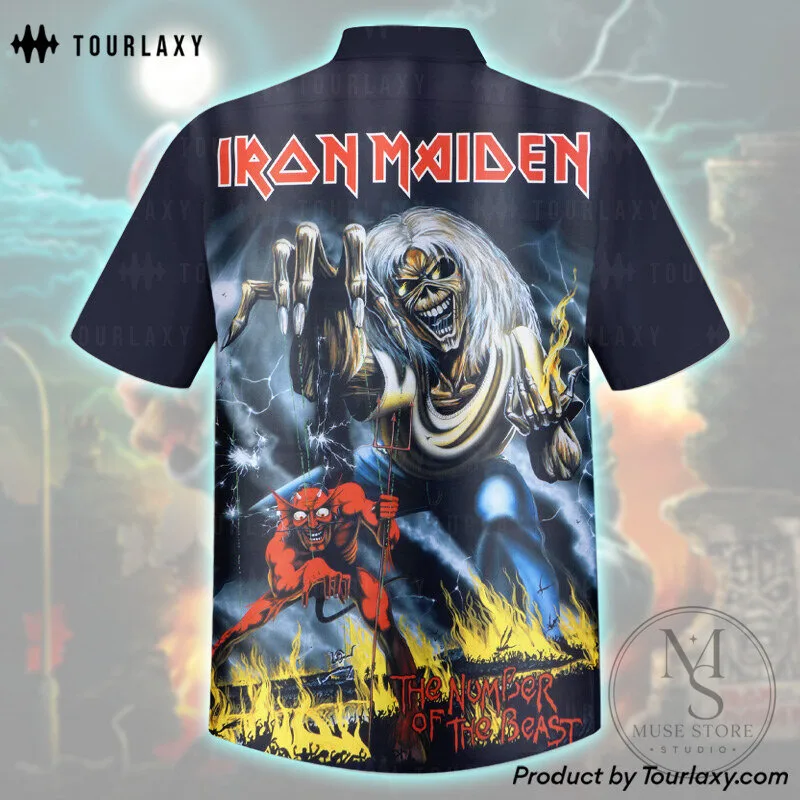 Hawaiian Shirt featuring Iron Maiden's The Number Of The Beast Album Artwork 9 Hawaiian Shirt featuring Iron Maiden