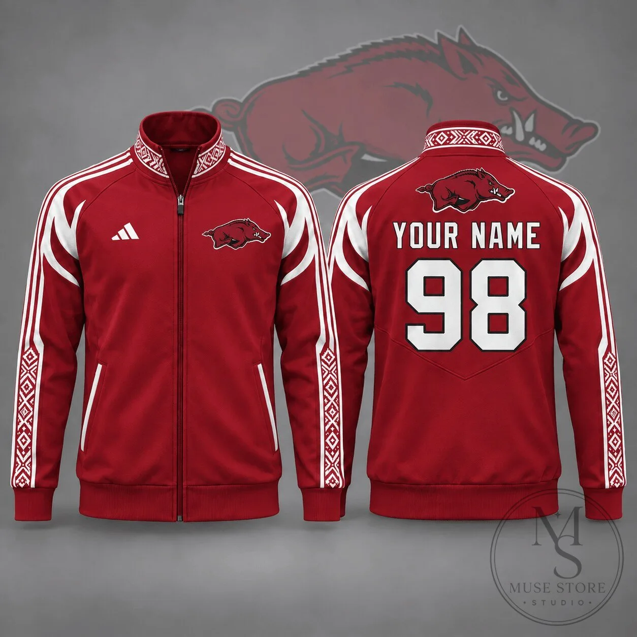 Arkansas Razorbacks Personalized Tradition Line Full Zip Track Jacket 5 Arkansas Razorbacks Personalized Tradition Line Full Zip Track Jacket