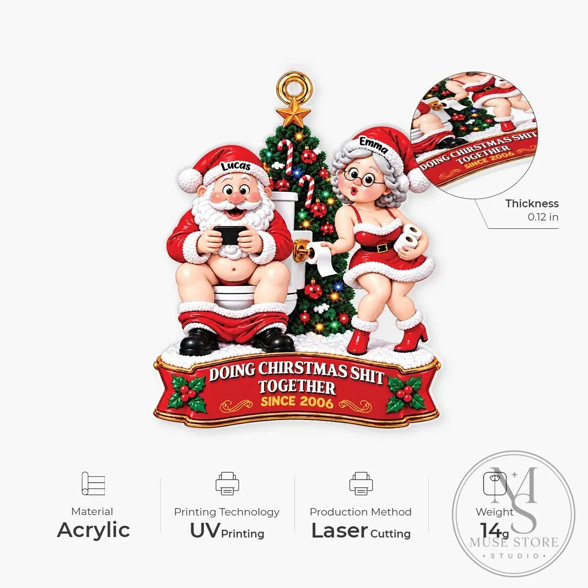 Personalized Christmas Couple Santa and Mrs Claus Bathroom Humor Ornament 12 Personalized Christmas Couple Santa and Mrs Claus Bathroom Humor Ornament