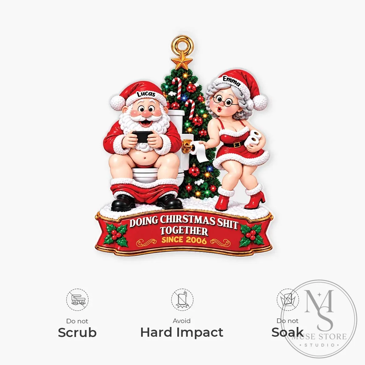 Personalized Christmas Couple Santa and Mrs Claus Bathroom Humor Ornament 14 Personalized Christmas Couple Santa and Mrs Claus Bathroom Humor Ornament