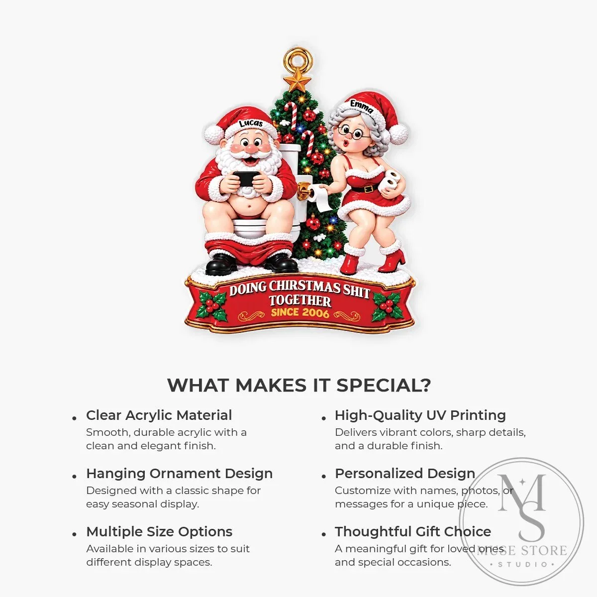 Personalized Christmas Couple Santa and Mrs Claus Bathroom Humor Ornament 15 Personalized Christmas Couple Santa and Mrs Claus Bathroom Humor Ornament