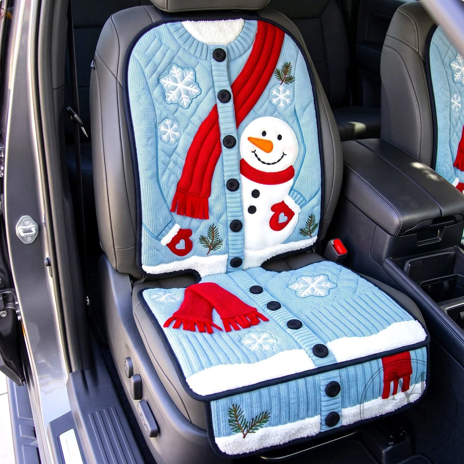 Christmas Snowman Sweater Design Quilted Car Seat Cover Protector
