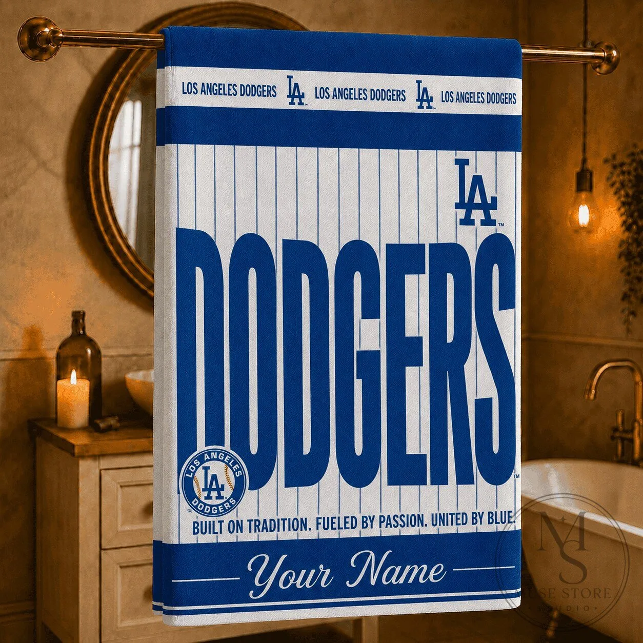 Los Angeles Dodgers Personalized Baseball Fan Bath Towel