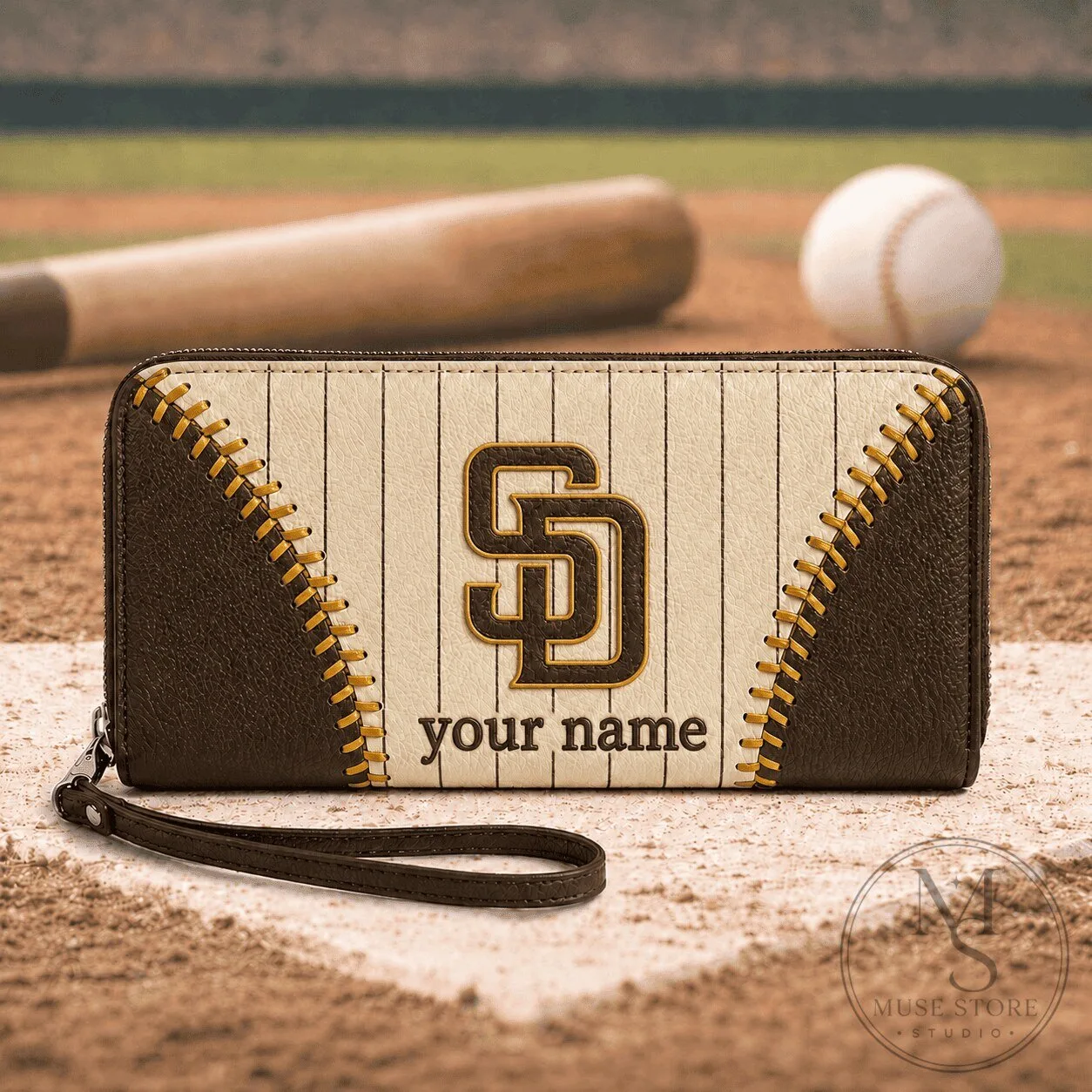San Diego Padres Baseball Personalized Zipper Wallet